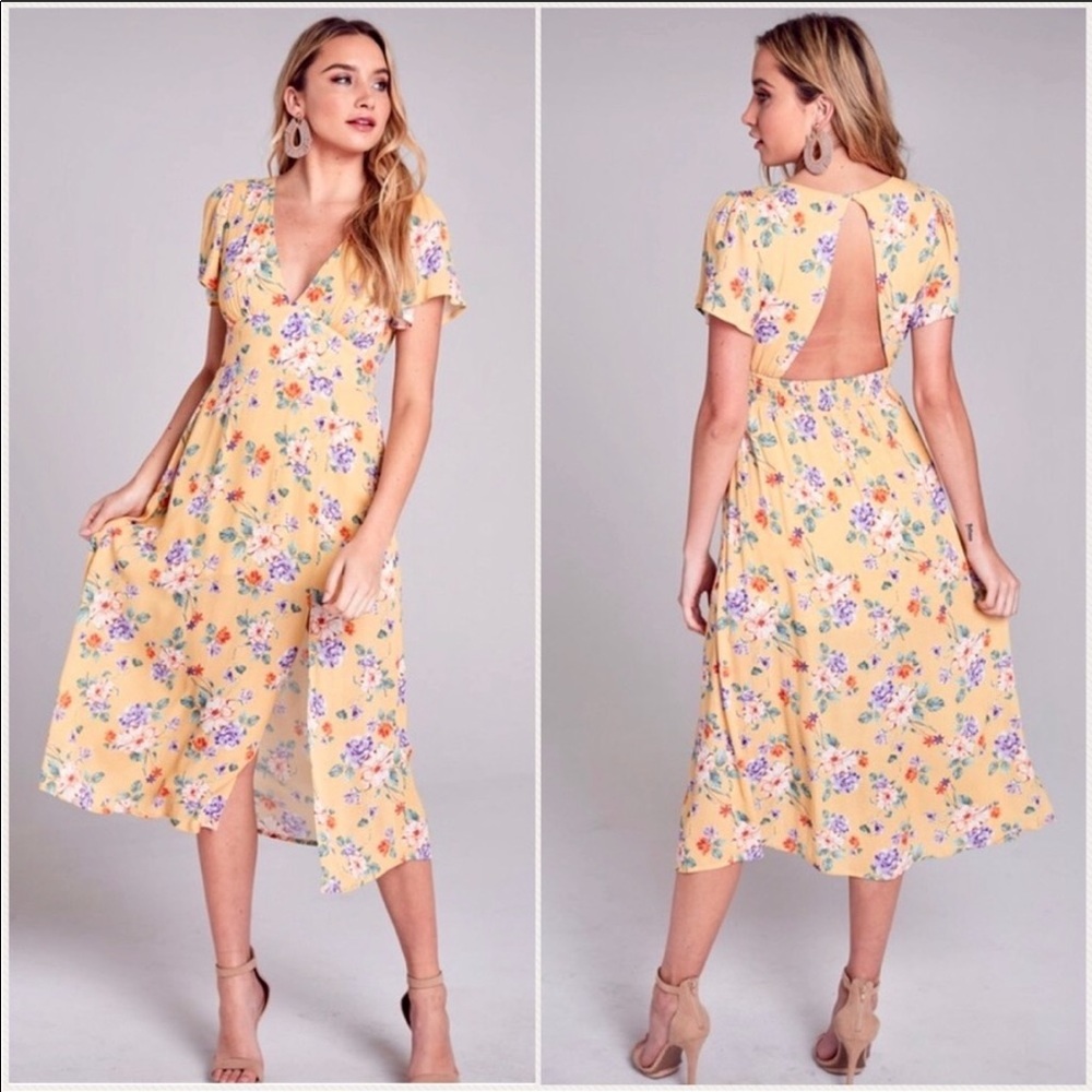 LAST 1️⃣ 🌻YELLOW/MUSTARD FLORAL MIDI DRESS🌻 - Picture 6 of 7